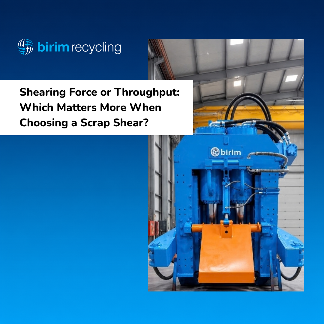 Scrap shear machine for comparing shearing force and throughput
